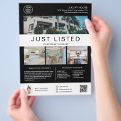Onroerend goed Huis te koop Logo Foto QR Zwart Flyer (Hand)