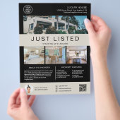 Onroerend goed Huis te koop Logo Foto QR Zwart Flyer (Hand)