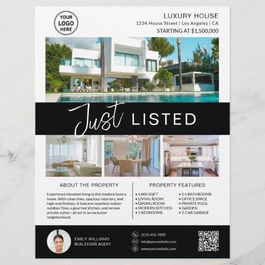 Onroerend goed Huis te koop Logo QR Flyer (Voorkant)