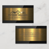 Onroerend goed Huizen | Goud Metaal | Zwarte glans Visitekaartje (Voorkant / Achterkant)