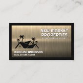 Onroerend goed Huizen Palm Tress | Goud Metaalacht Visitekaartje (Voorkant)