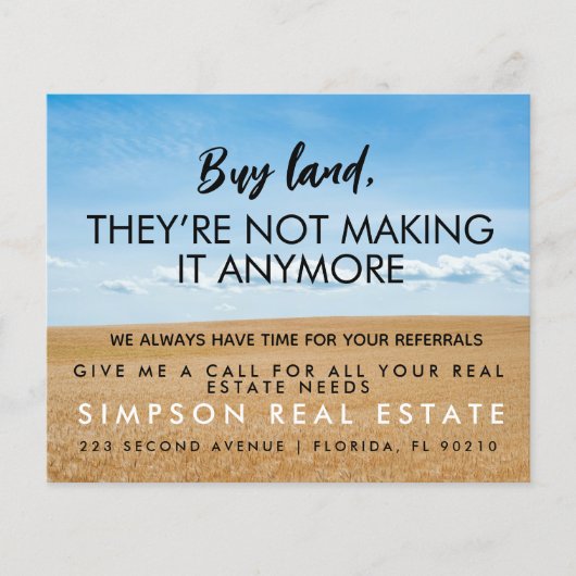 onroerend goed Koop grond die ze niet meer maken Flyer (Voorkant)