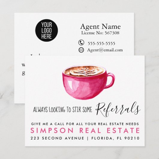 onroerend goed Latte verwijzingen Aankondigingskaart (Voorkant / Achterkant)