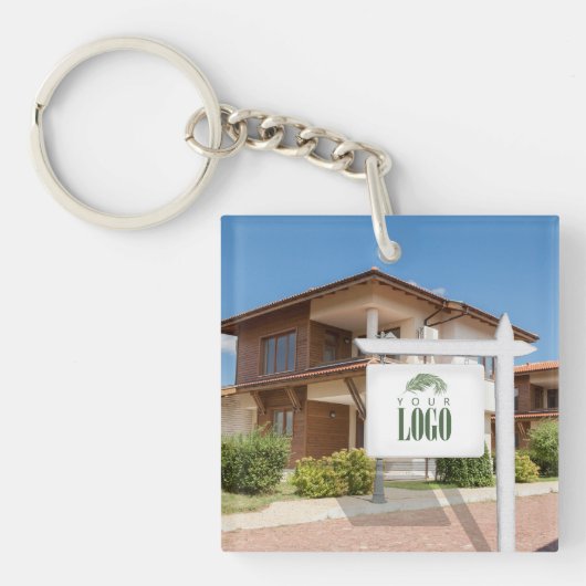 Onroerend goed Logo Foto Custom Logo Sleutelhanger (Voorkant)