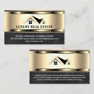Onroerend goed Logo Goud Metaal Marmer Visitekaartje