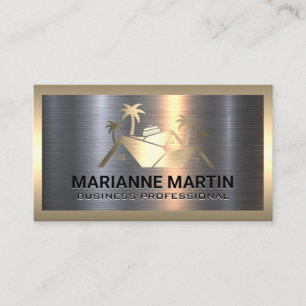 Onroerend goed Logo   Goud Zilver Metaalachtig Visitekaartje
