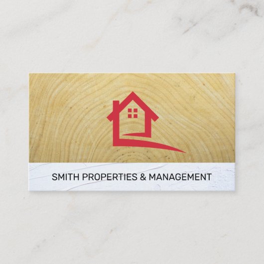 Onroerend goed Logo | Hout Stucwerk | Bouwconstruc Afsprakenkaartje (Voorkant)