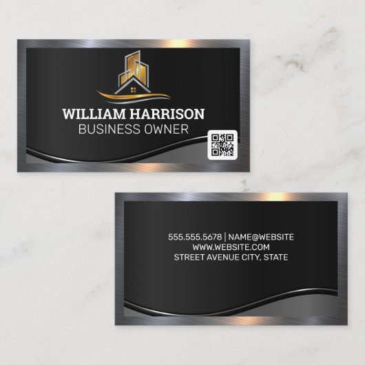 Onroerend goed Logo | QR-code Visitekaartje (Voorkant / Achterkant)