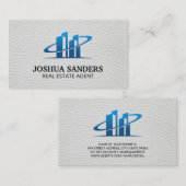 Onroerend goed Logo | wit leder Visitekaartje (Voorkant / Achterkant)