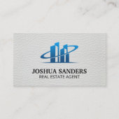 Onroerend goed Logo | wit leder Visitekaartje (Voorkant)