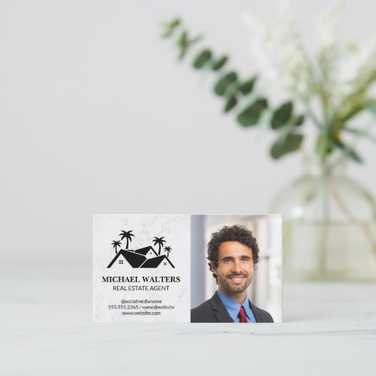 Onroerend goed Logo | Zakelijke man in pak Visitekaartje (Staand voorkant)