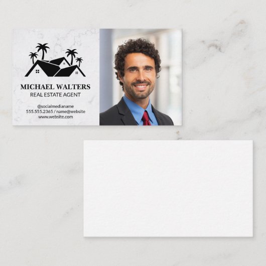 Onroerend goed Logo | Zakelijke man in pak Visitekaartje (Voorkant / Achterkant)