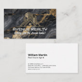 Onroerend goed Logo | Zwart Goud Lux Marmer Visitekaartje (Voorkant / Achterkant)