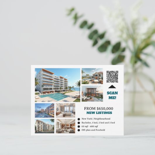 Onroerend goed makelaar net beursgenoteerde appart briefkaart (Staand voorkant)