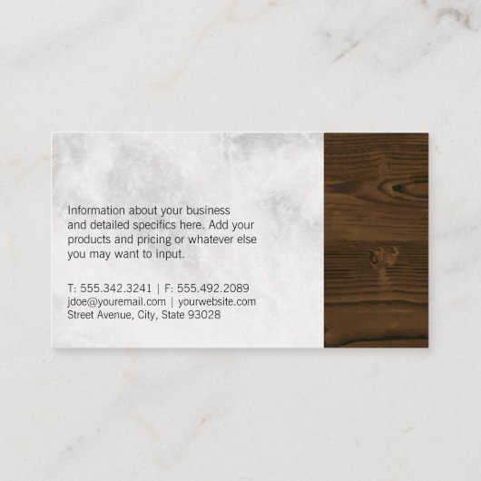 Onroerend goed | Marmer | Houtnerf Afwerking Visitekaartje (Achterkant)