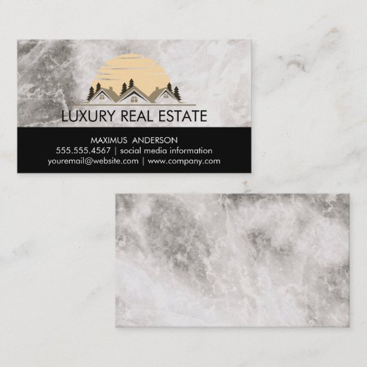 Onroerend goed | marmeren versiering visitekaartje (Voorkant / Achterkant)