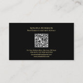 Onroerend goed met huisfoto, gouden accent, QR-cod Visitekaartje (Achterkant)