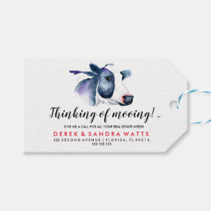 onroerend goed met kennisgeving van koe cadeaulabel