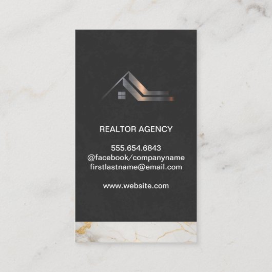 Onroerend goed Metaal Logo | Zakelijk Man via tele Visitekaartje (Achterkant)