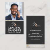 Onroerend goed Metaal Logo | Zakelijk Man via tele Visitekaartje (Voorkant / Achterkant)