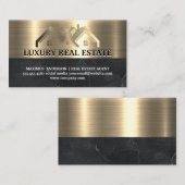 Onroerend goed | Metalen Goud Zwart Marmer Visitekaartje (Voorkant / Achterkant)