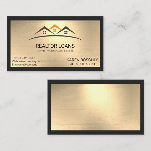 Onroerend goed | Metallic achtergrond met rand Visitekaartje (Voorkant / Achterkant)