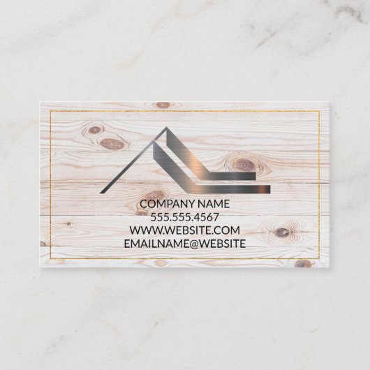 Onroerend goed Modern Logo | Houtkorrels Visitekaartje (Achterkant)