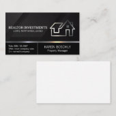 Onroerend goed Modern Logo | Slank zwart patroon Visitekaartje (Voorkant / Achterkant)