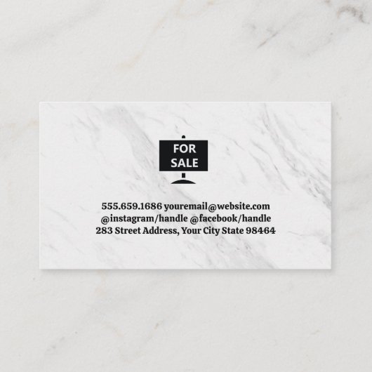 Onroerend goed Modern Marmer Logo Afsprakenkaartje (Achterkant)