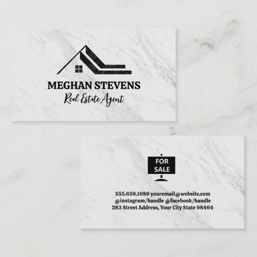 Onroerend goed Modern Marmer Logo Afsprakenkaartje (Voorkant / Achterkant)