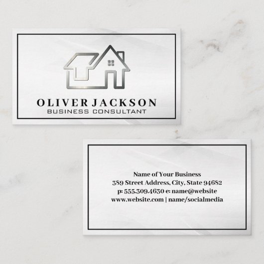 Onroerend goed Modern Silver Logo Visitekaartje (Voorkant / Achterkant)