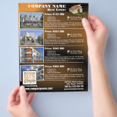 Onroerend goed - Moderne QR-code flyer - Bruin (QR (Hand)