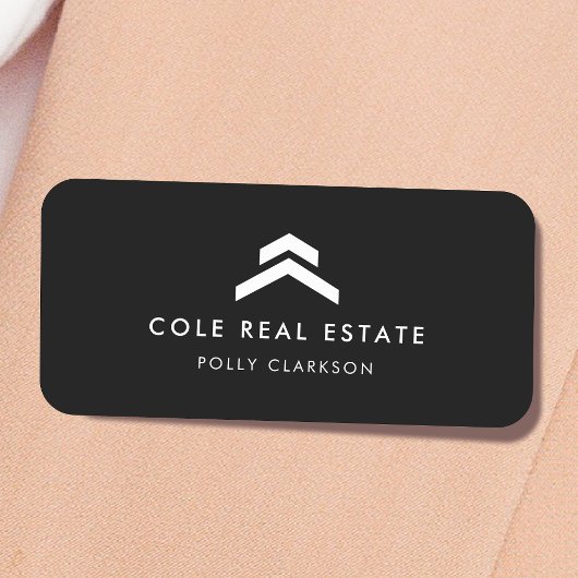 Onroerend goed | Moderne zwarte aanbiedingsagent R Naamplaatje