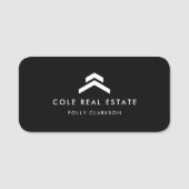 Onroerend goed | Moderne zwarte aanbiedingsagent R Naamplaatje (Voorkant)