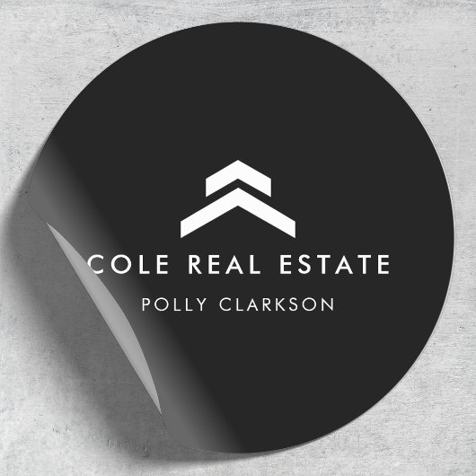 Onroerend goed | Moderne zwarte aanbiedingsagent R Ronde Sticker