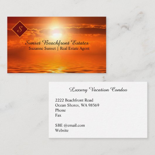 Onroerend goed Monogram Oranje Sunset to Zee Visitekaartje (Voorkant / Achterkant)