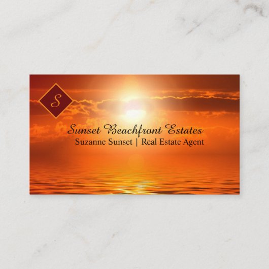 Onroerend goed Monogram Oranje Sunset to Zee Visitekaartje (Voorkant)