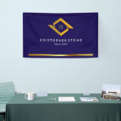 Onroerend Goed Navy Blauwe Huis Logo Moderne Makel Spandoek (Beurs)