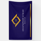 Onroerend Goed Navy Blauwe Huis Logo Moderne Makel Spandoek (Verticaal)