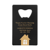 Onroerend goed Nieuw Huis Eigenaar Sluitingsgift Creditkaart Flessenopener (Voorkant)