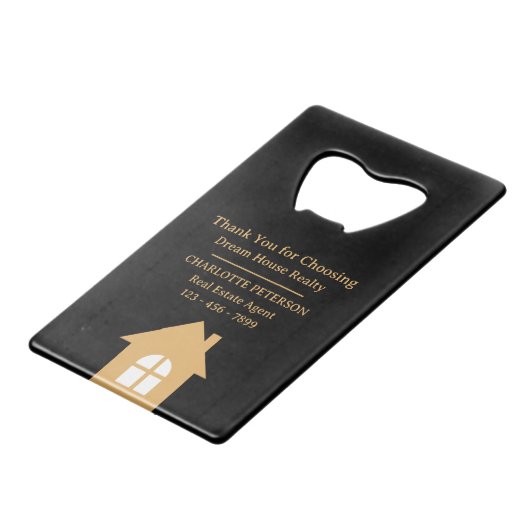 Onroerend goed Nieuw Huis Eigenaar Sluitingsgift Creditkaart Flessenopener (Voorkant Gekanteld)
