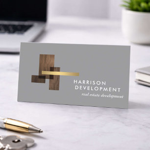 Onroerend Goed Ontwikkelaar Luxe Logo Grijs Visitekaartje