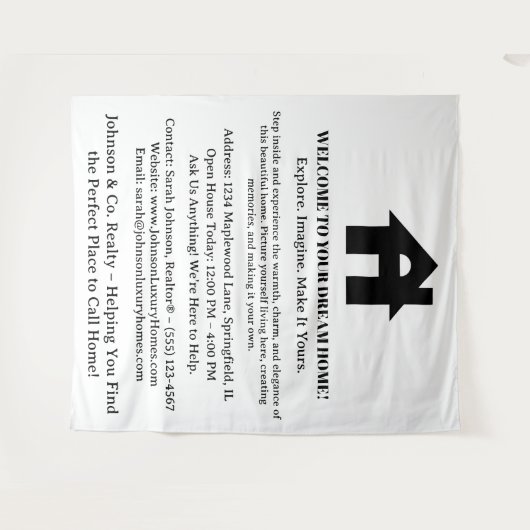 Onroerend goed Open House Event Welkom Wandkleed (Voorkant (horizontaal))