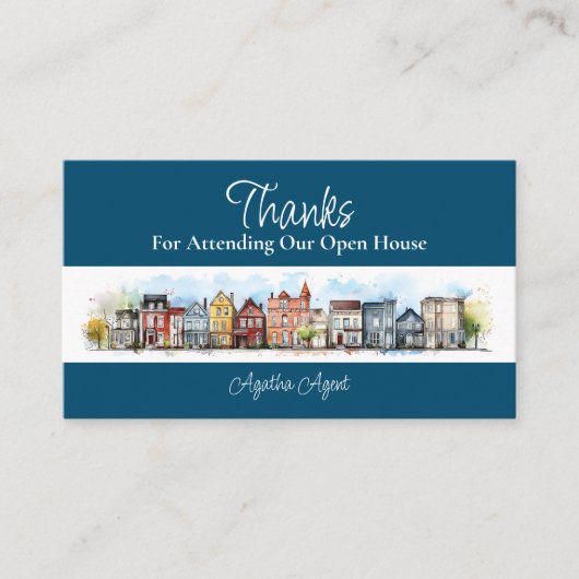 Onroerend goed Open huis Bedankt Blauw Afsprakenkaartje (Voorkant)