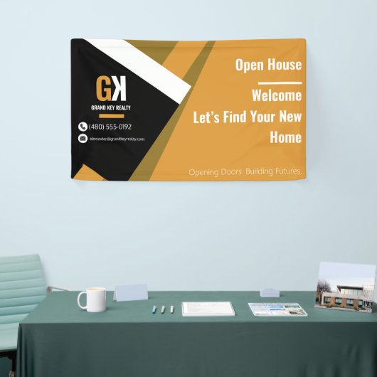 Onroerend goed open huis | Black & Gold-makelaar Spandoek (Beurs)
