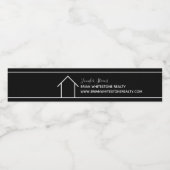 Onroerend goed Open Huis Chique Zwart Custom Realt Waterfles Etiket (Enkel label)