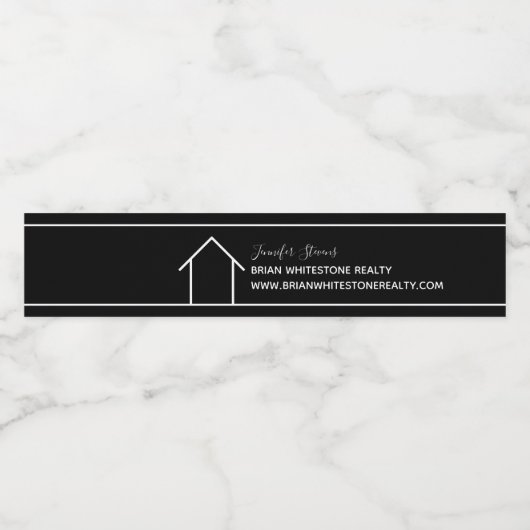 Onroerend goed Open Huis Chique Zwart Custom Realt Waterfles Etiket (Enkel label)