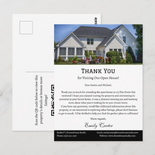 Onroerend goed Open huis Dank u Briefkaart (Voorkant / Achterkant)