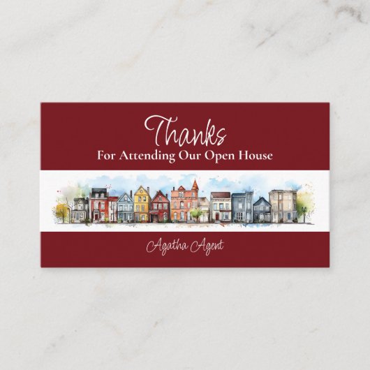 Onroerend goed Open huis Dank u Burgandy Afsprakenkaartje (Voorkant)