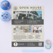Onroerend goed Open Huis Logo Foto QR Neutraal Flyer (Enkel)